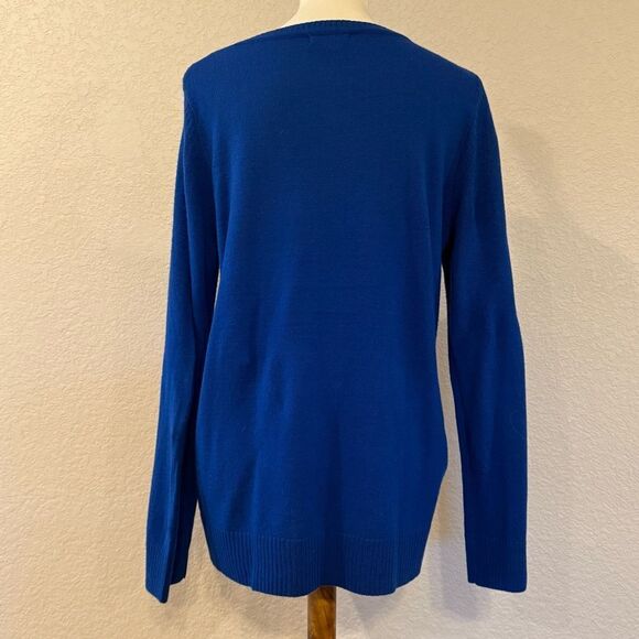 “Happy Challa Days” Knit Sweater Size L Royal Blue Hanukkah MenorahJewishHoliday - Picture 6 of 10